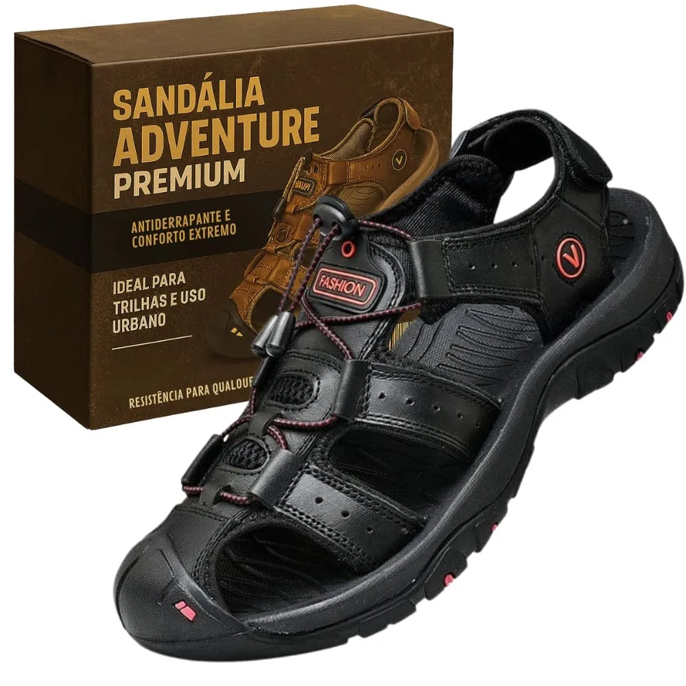 Sandália Adventure Confort Masculino de Couro - Confortável e Antiderrapante