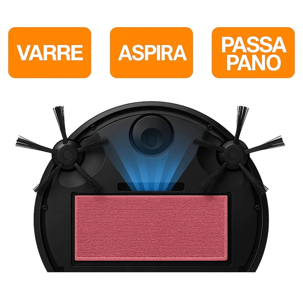 Robô Aspirador de Pó AspiraX 3 em 1 Bivolt - Varre, Aspira e Passa Pano