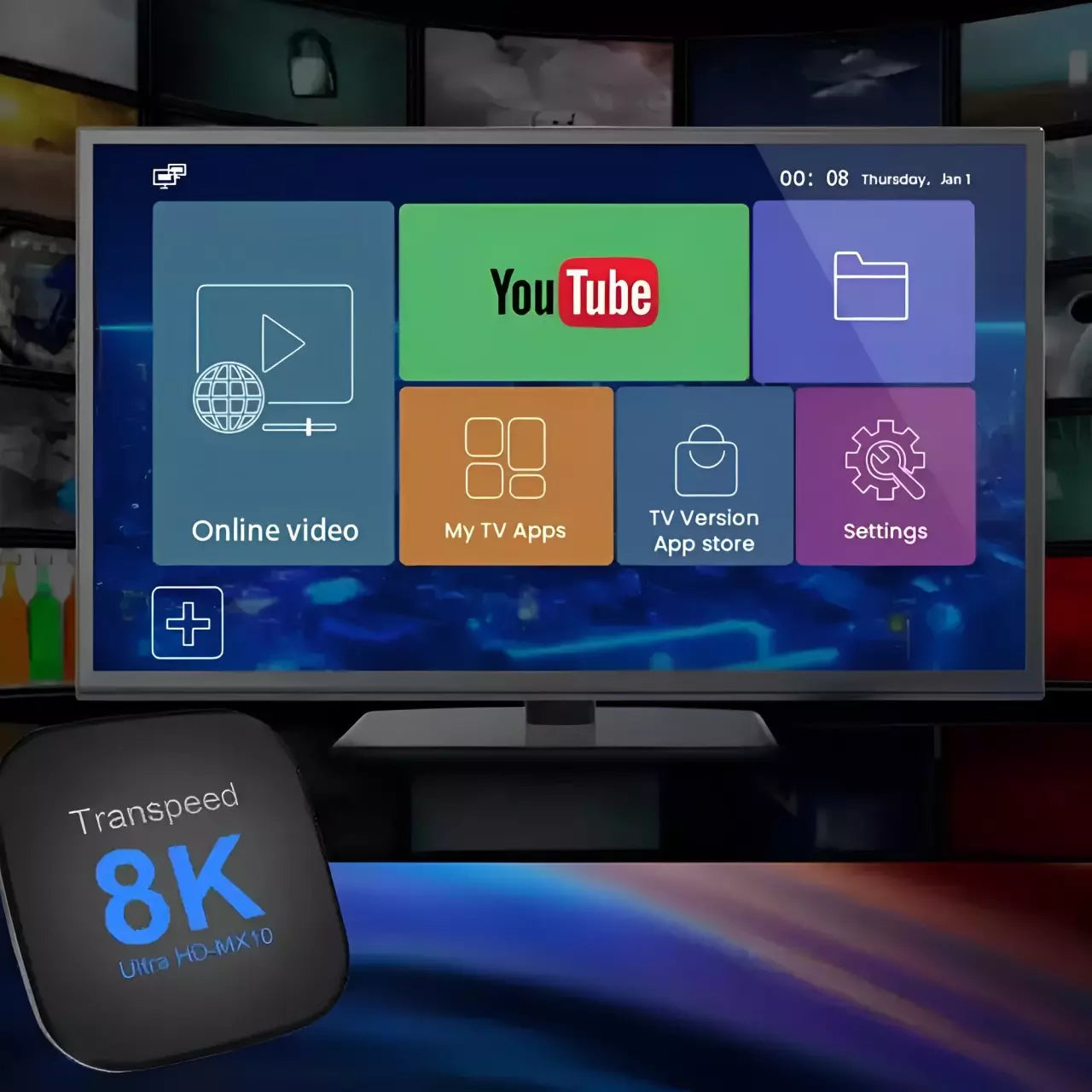TV Box Android Transpeed 8K 64 GB - Eficiente, Prática e Portátil