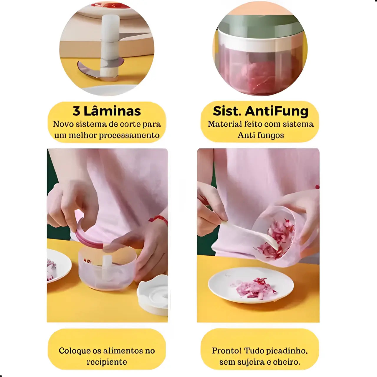 Kit 2 Mini Triturador e Processador De Alimentos Elétrico Portátil