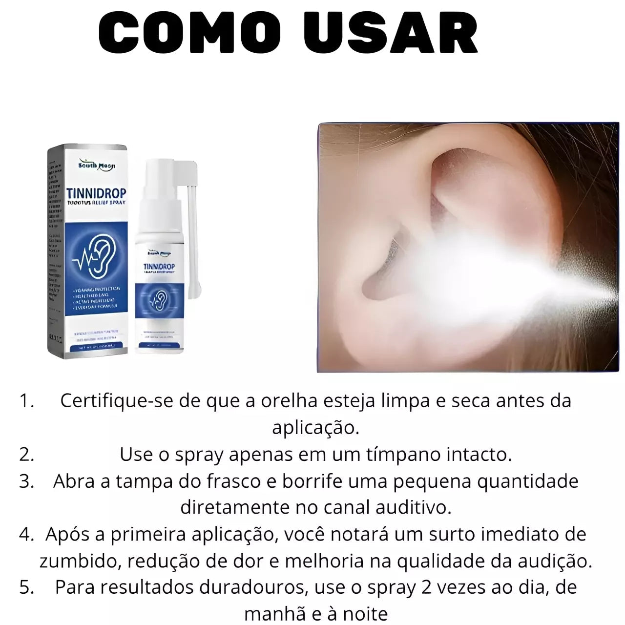 Kit 3 Tinnidrop Clean - Limpeza e Alívio de Zumbido Nos Ouvidos