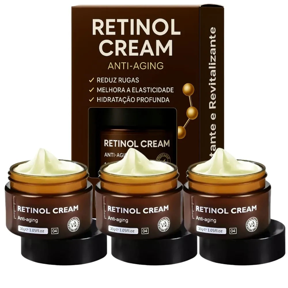Kit 3 Retinol Cream - Hidratante e Anti Idade - Para Todos os Tipos de Pele