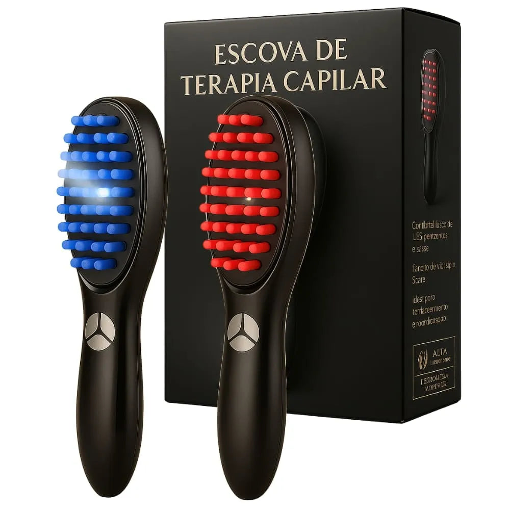 Escova de Cabelo Elétrica Para Terapia Capilar 4 em 1 - Evita Quedas de Cabelo