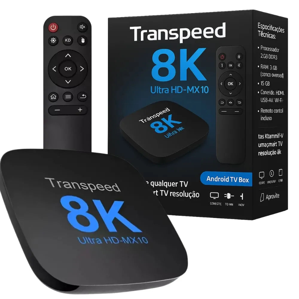 TV Box Android Transpeed 8K 64 GB - Eficiente, Prática e Portátil